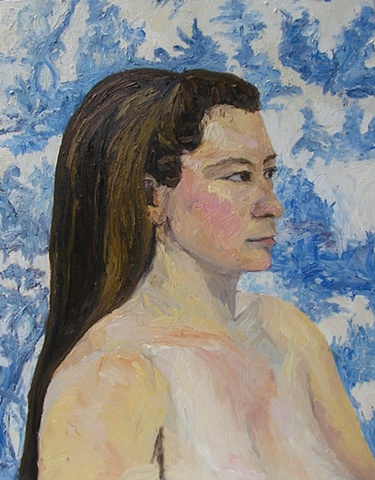 Jennifer White & Blue Fabric