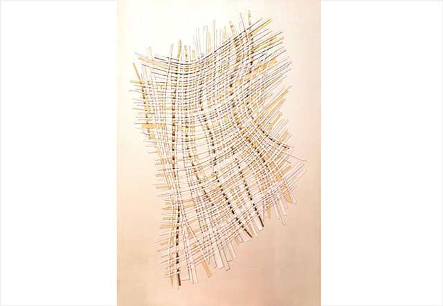 Unusual white on white woven painting by Julee Latimer