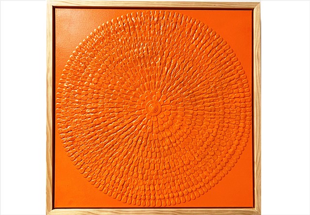 Bright orange dimensional abstract by Julee Latimer