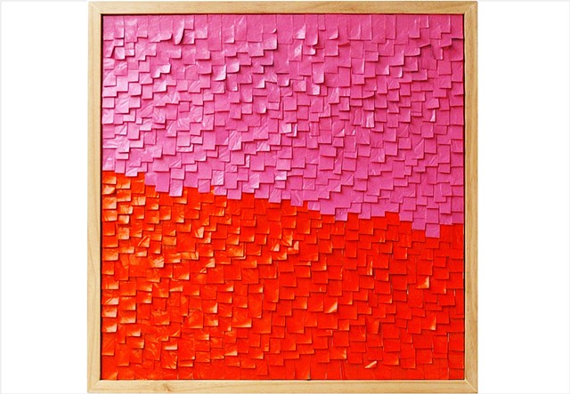 Retro orange and pink dimensional painting by Julee Latimer