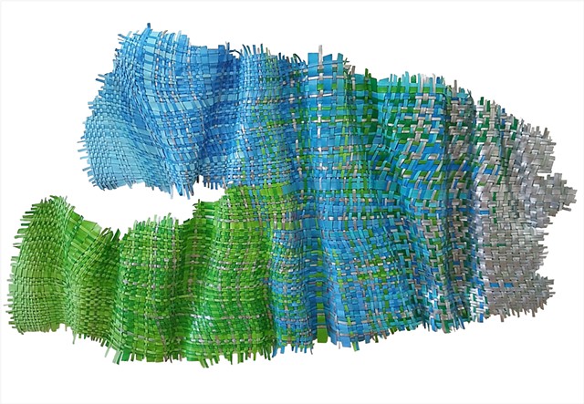 Sculptural woven paint threads by Julee Latimer