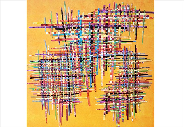 Vibrant deconstructed woven paint by Julee Latimer