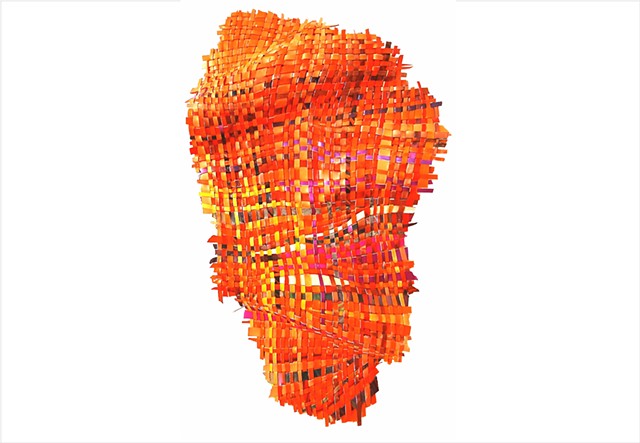 Landlocked by Julee Latimer, sculptural woven paint artwork weaving outback inspired coloured paint strips.