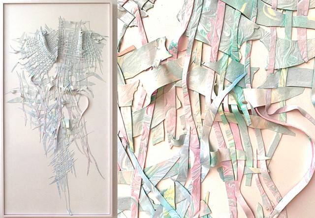 Enchanting white deconstructed paint textile by Julee Latimer