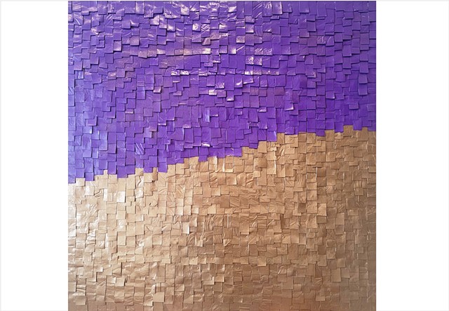 Dimensional purple and gold square abstract by Julee Latimer