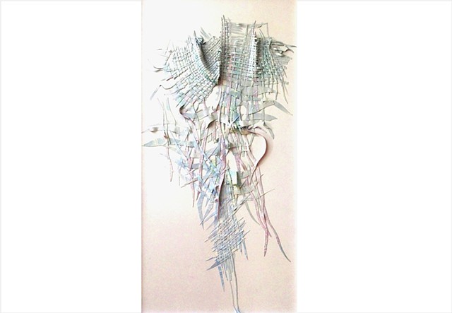 Enchanting white deconstructed paint textile by Julee Latimer