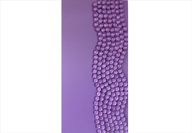 Flowerbomb 10 by Julee Latimer, sculptural painting composed of clustered paint forms in vivid purple.