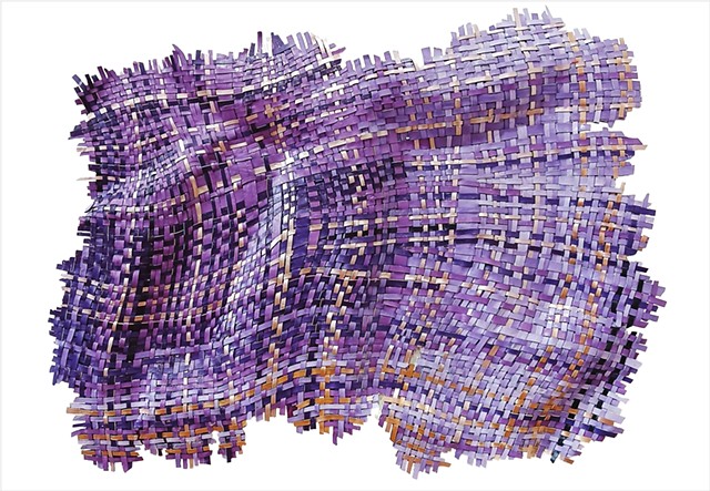 Rippled 3D paint textiles in violet and purple by Julee Latimer