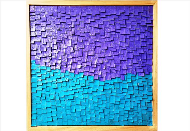 Turquoise and violet minimalist dimensional abstract painting