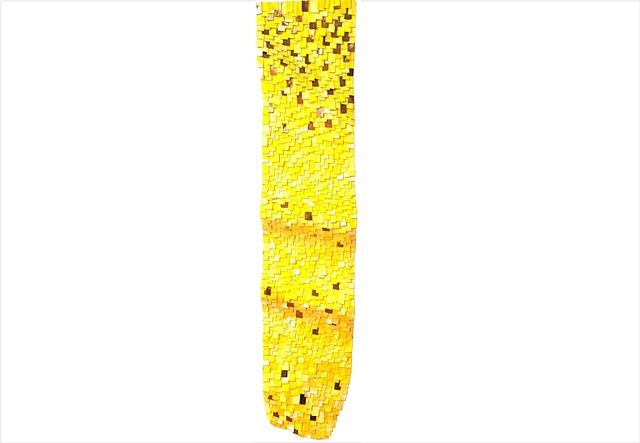 Yellow and gold textural wall sculpture by Julee Latimer