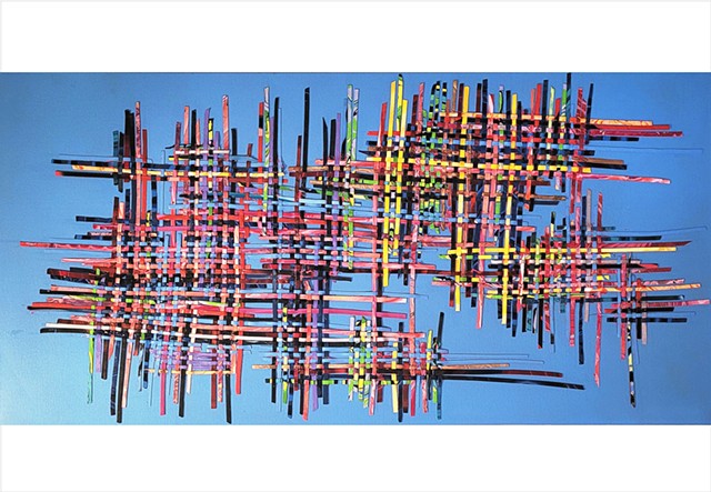 Deconstructed colourful paint weave by Julee Latimer