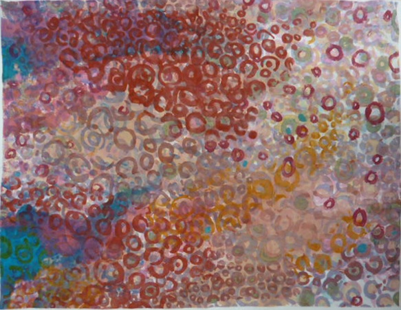 Sue Copeland Jones art - Red/pink Bubbles