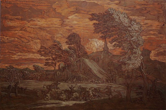 Fantasy Landscape (burnt sienna, orange)  Source: Marco Ricci
Stormy Landscape, 1725, National Gallery of Art, Washington, DC.
