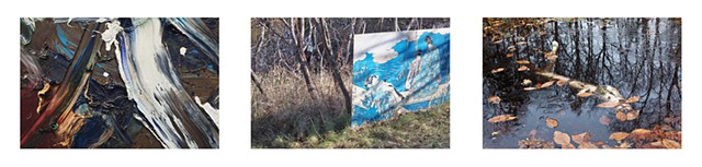 Triptych: Kazuo Shiraga, Ferguson McCaffrey Gallery, New York City, 2015/Percy Lane, Campbellford, Ontario, 2015/Dead Man’s Pond, Victoria Park, Charlottetown, Prince Edward Island 2015.