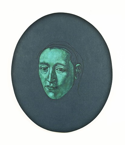 Resigned Woman (turquoise green)
Source: Portrait of a Woman, Rembrandt van Rijn, 1630, Metropolitan Museum of Art, New York