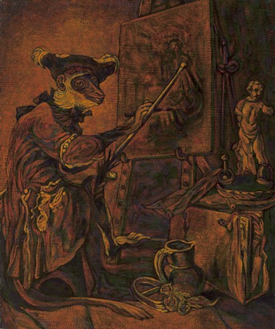 Monkey Painter (Source: Jean Siméon Chardin, Le Singe Peintre, 1739, Louvre Museum, Paris)