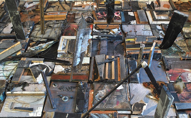 Cut up art on Floor with hanging parts (detail)
2009
