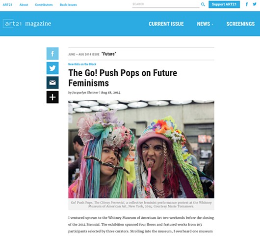 Go! Push Pops on Future Feminisms ART 21 Magazine