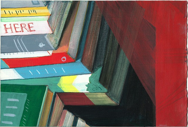 painting of books by Jordan Buschur