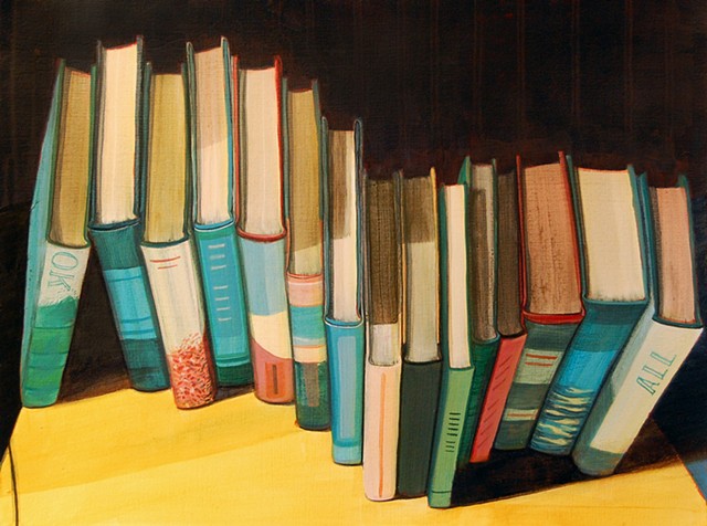 Painting of books by Jordan Buschur