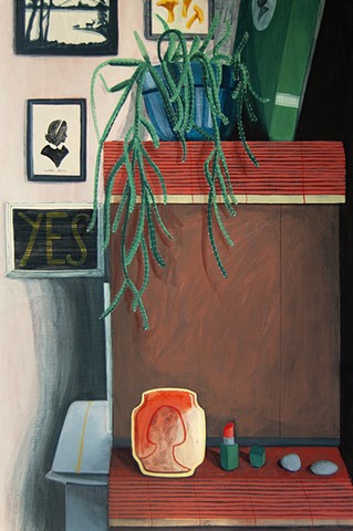 Painting of objects and a plant by Jordan Buschur