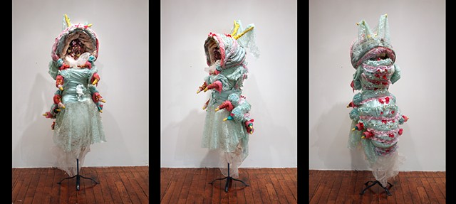 caterpillar costume made of a bridesmaid's dress