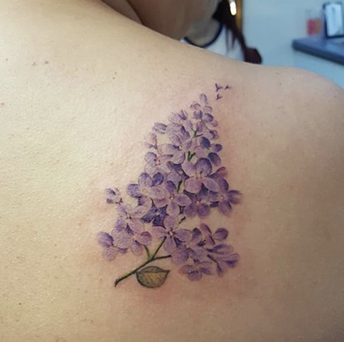 Lilac tattoo by Sandra Burbul