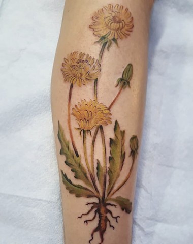 Dandelion tattoo by Sandra Burbul