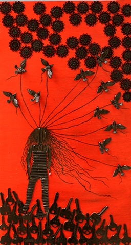 wings, birds, long hair, flying, fly, recycled art