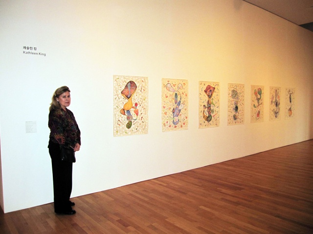 Kathleen King with her art work.