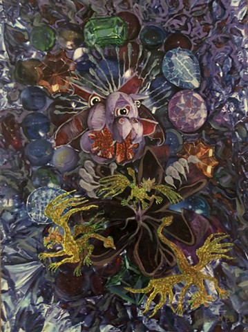 "Amongst the Gems" recent work by Kathleen King 9/5 to 9/30 2023 reception: 9/7 6pm to 8pm. Viridian Artists,INC. 548 West 28th Street 6th floor, suite 632. New York City, NY. 10001