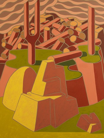 Upper Peninsula of Michigan artist abstract narrative landscape painting.