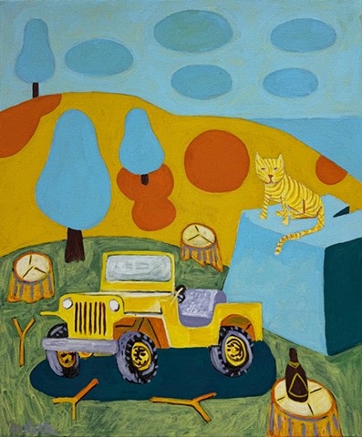 Yellow Cat and Car