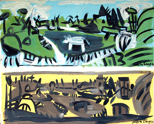 Holland, Zaandam cow, 2 Paintings 