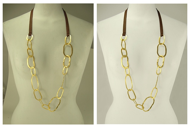 leather + chain necklace, retouching before and after