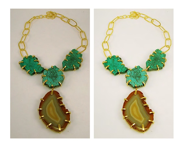 agate necklace, retouching before and after