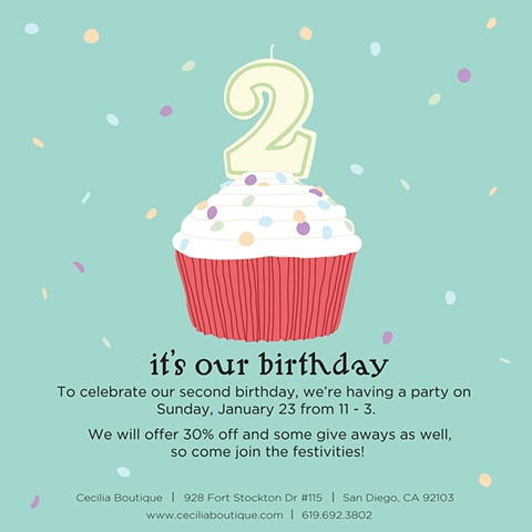 Cecilia Boutique birthday flier