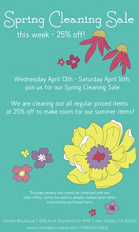 Cecilia Boutique spring cleaning flier