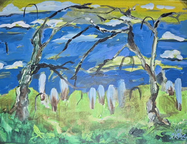 Ghost Trees in Blue & Green