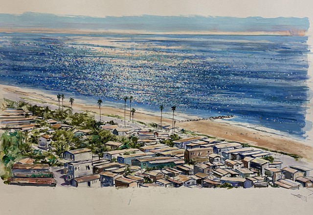 swimming pool, glamorous painting, pool painting inspired by the work of Helen Frankenthaler and Jennifer Bartlett, California pool, sunbathing, swimming, peaceful pool, LA pool,  