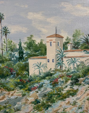 Bel air bay club, california art, Pacific palisades, Palm Springs, Beverly Hills pool, pool paintings, retro style, midcentury decor, Southern California native plants, palm trees, reflections, Santa Monica canyon, contemporary art, David Hockney inspired, Art Los Angeles