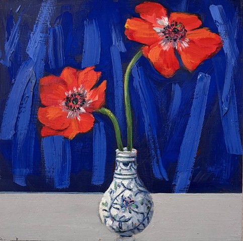 flowers, anemone, valentine gift, red and white, flower painting, floral, floral designer Los Angeles