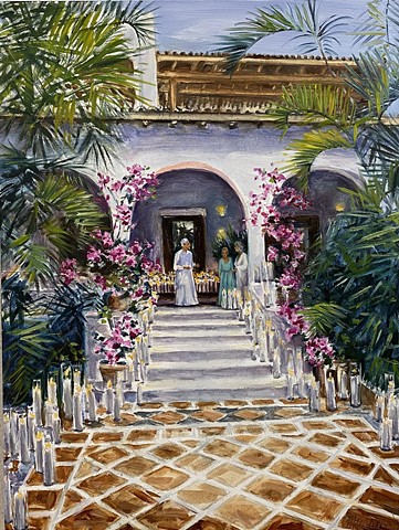 mexico commission. tulum, wedding ceremony, romanic wedding painting