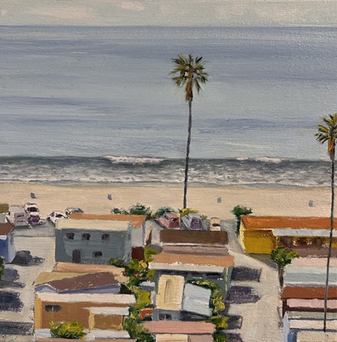 Palisadesfires, pacific Palisades, mobile home park, California l beach painting