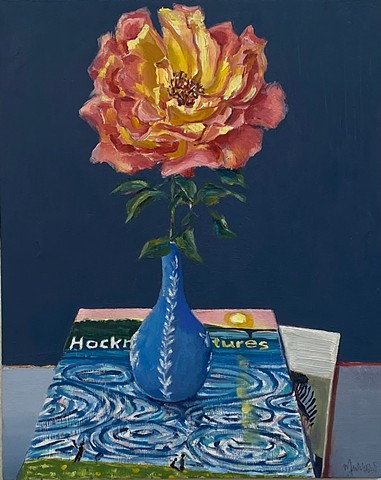 Flowers,David Honey, Los Angeles artist, LA art scene, interior styling, art collector, book collector,  Monet, dayinthecountry, still life painting, garden roses, floral art, Gauguin, valentine gift, red and white, flower painting, floral, floral designe