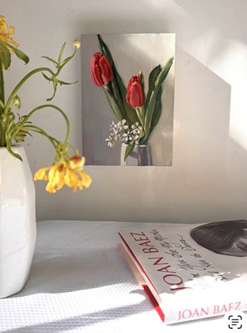 flowers in a vase, still life, hydrangeas, floral, greeting cards, flower arrangement, California coast, Juliet David Austin garden rose, Malibu art,  Art studio Los Angeles, still life painting of flowers, California art, floral design Los Angeles, California lifestyle, orchid arrangem