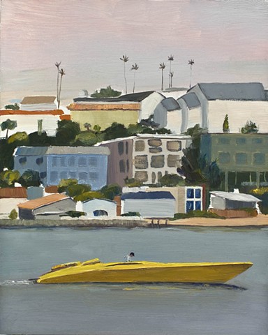 boat, coastal landscape, boat painting