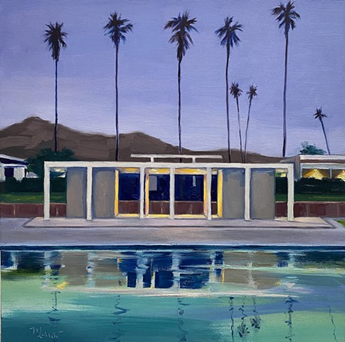 Palm Springs, David Hockney, Hockney pool, mid century modern, house portrait, modern home, modern art