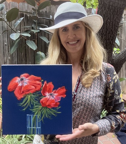 flowers in a vase, still life, hydrangeas, floral, greeting cards, flower arrangement, California coast, Juliet David Austin garden rose, Malibu art,  Art studio Los Angeles, still life painting of flowers, California art, floral design Los Angeles, California lifestyle, orchid arrangem
