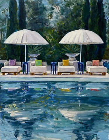 Palm Springs, refuge, David Hockney, Hockney pool, mid century modern, house portrait, modern home, modern artCH, road trip, Malibu, California coast, plein air painting